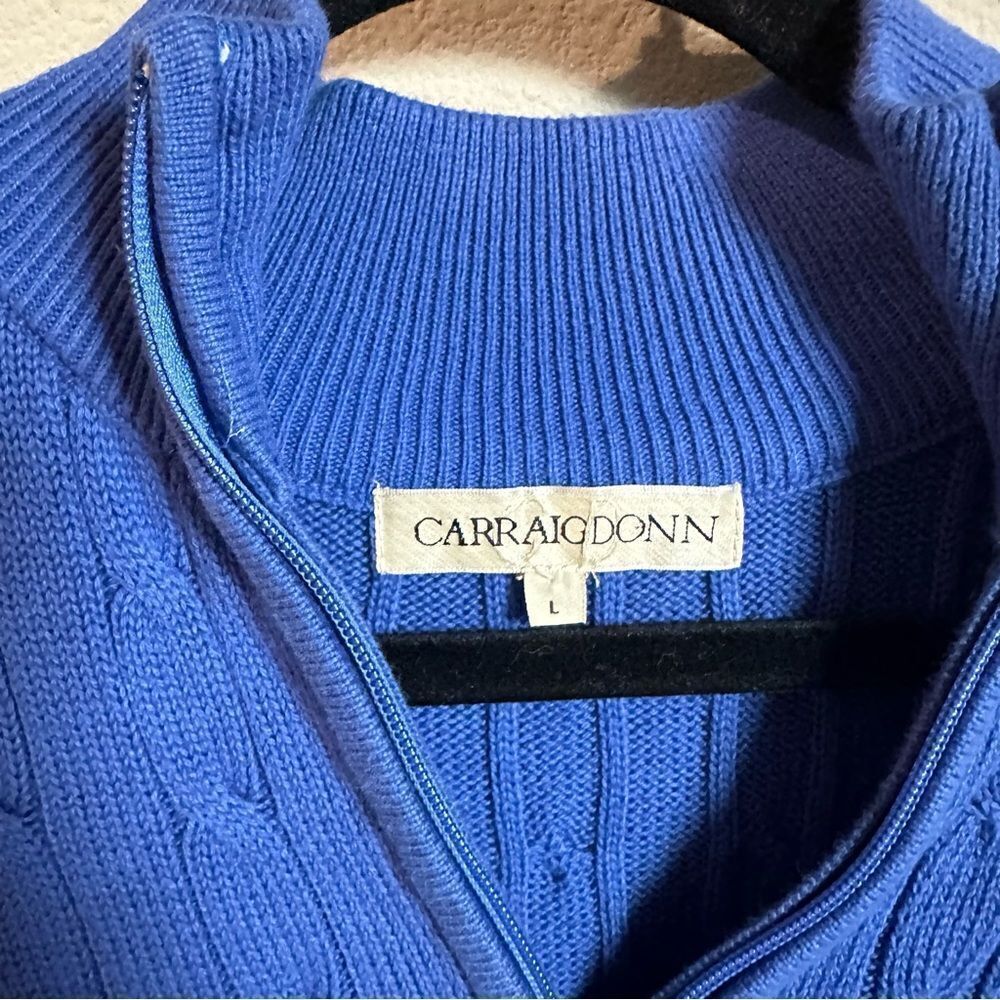 Irish Woven Carraig Don | L | cobalt cableknit quarter zip sweater carraigdon - Picture 3 of 9